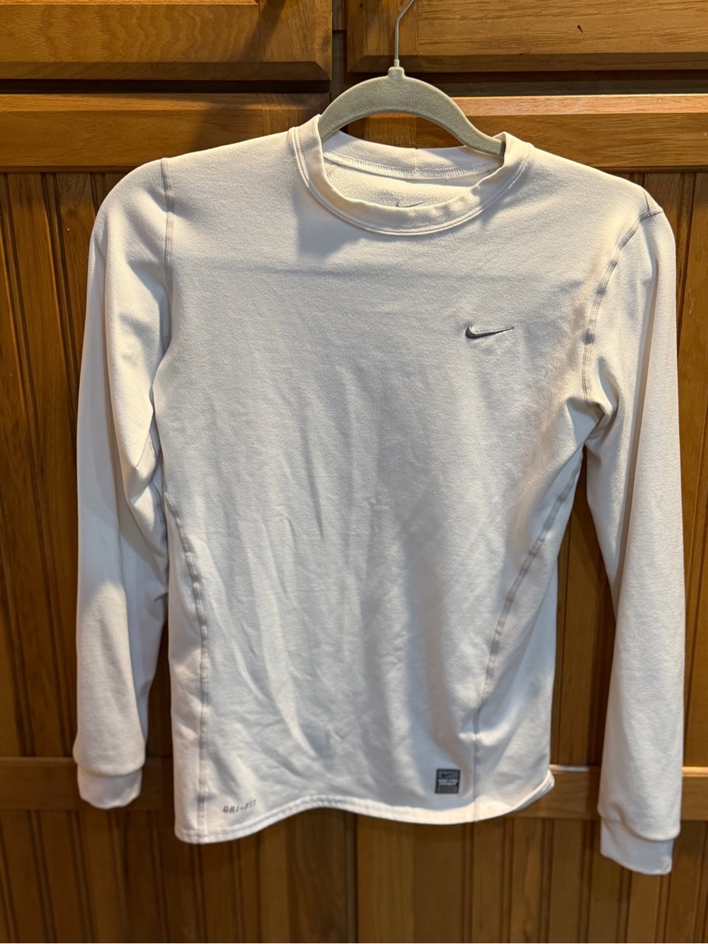Nike White Long-Sleeve Performance Top with Swoosh
